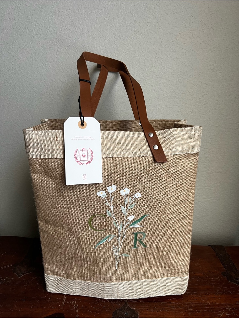 NWT Apolis Market Bag with Brown Leather Straps